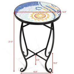 Best deal 🛒 Costway Outdoor Indoor Accent Table Plant Stand Scheme Garden Steel Ocean 🧨