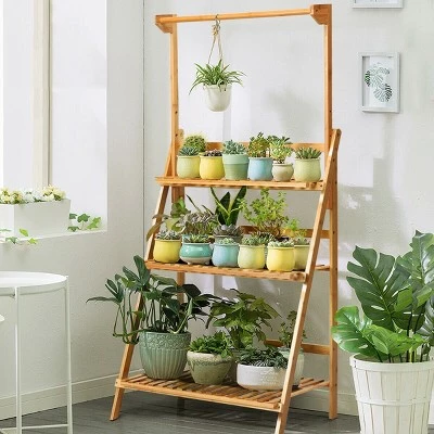 Outlet โ๏ธ Costway 3 Tier Bamboo Hanging Folding Plant Shelf Stand Flower Pot Display Rack Bookcase ๐ 3 Outlet โ๏ธ Costway 3 Tier Bamboo Hanging Folding Plant Shelf Stand Flower Pot Display Rack Bookcase ๐
