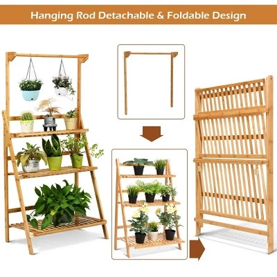 Outlet โ๏ธ Costway 3 Tier Bamboo Hanging Folding Plant Shelf Stand Flower Pot Display Rack Bookcase ๐ 6 Outlet โ๏ธ Costway 3 Tier Bamboo Hanging Folding Plant Shelf Stand Flower Pot Display Rack Bookcase ๐ - Image 4