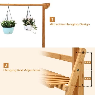 Outlet โ๏ธ Costway 3 Tier Bamboo Hanging Folding Plant Shelf Stand Flower Pot Display Rack Bookcase ๐ 10 Outlet โ๏ธ Costway 3 Tier Bamboo Hanging Folding Plant Shelf Stand Flower Pot Display Rack Bookcase ๐ - Image 8