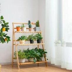 Top 10 🥰 Costway Bamboo Ladder Plant Stand 3-Tier Foldable Flower Pot Display Shelf Rack Natural ✨