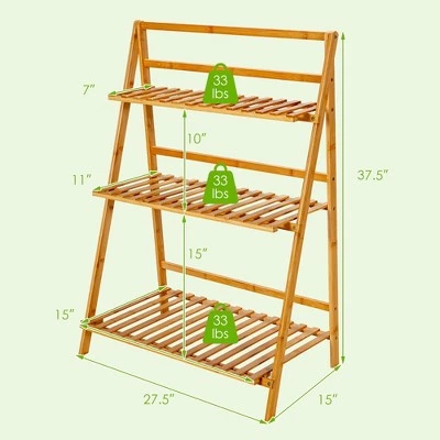 Top 10 🥰 Costway Bamboo Ladder Plant Stand 3-Tier Foldable Flower Pot Display Shelf Rack Natural ✨ 5 Top 10 🥰 Costway Bamboo Ladder Plant Stand 3-Tier Foldable Flower Pot Display Shelf Rack Natural ✨ - Image 3