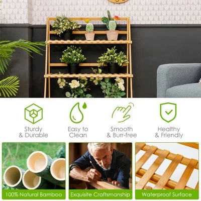 Top 10 🥰 Costway Bamboo Ladder Plant Stand 3-Tier Foldable Flower Pot Display Shelf Rack Natural ✨ 6 Top 10 🥰 Costway Bamboo Ladder Plant Stand 3-Tier Foldable Flower Pot Display Shelf Rack Natural ✨ - Image 4