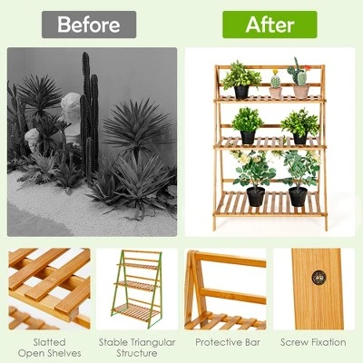 Top 10 🥰 Costway Bamboo Ladder Plant Stand 3-Tier Foldable Flower Pot Display Shelf Rack Natural ✨ 7 Top 10 🥰 Costway Bamboo Ladder Plant Stand 3-Tier Foldable Flower Pot Display Shelf Rack Natural ✨ - Image 5