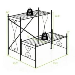 Budget ๐งจ Costway 2-Tier Metal Plant Stand Garden Shelf Decorative Plant Rack Patio Garden ๐