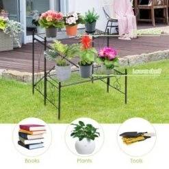 Budget 🧨 Costway 2-Tier Metal Plant Stand Garden Shelf Decorative Plant Rack Patio Garden 🎁 -Planters Sales Store unnamed file 8047