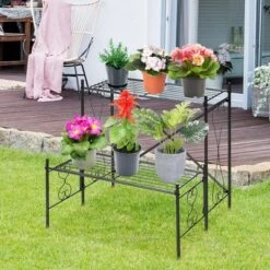 Budget 🧨 Costway 2-Tier Metal Plant Stand Garden Shelf Decorative Plant Rack Patio Garden 🎁 -Planters Sales Store unnamed file 8049