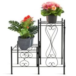 Budget 🧨 Costway 2-Tier Metal Plant Stand Garden Shelf Decorative Plant Rack Patio Garden 🎁 -Planters Sales Store unnamed file 8051