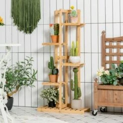 Best reviews of 😍 Costway 5 Tier 6 Potted Plant Stand Rack Bamboo Display Shelf for Patio Yard 🎁