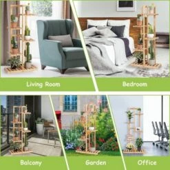 Best reviews of 😍 Costway 5 Tier 6 Potted Plant Stand Rack Bamboo Display Shelf for Patio Yard 🎁 -Planters Sales Store unnamed file 8066