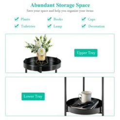 Best deal 🤩 Costway 2 Tier Metal Plant Stand Mid Century Modern Stand w/2 Metal Tray GoldBlack 🥰 -Planters Sales Store unnamed file 8080