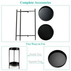 Best deal 🤩 Costway 2 Tier Metal Plant Stand Mid Century Modern Stand w/2 Metal Tray GoldBlack 🥰 -Planters Sales Store unnamed file 8081