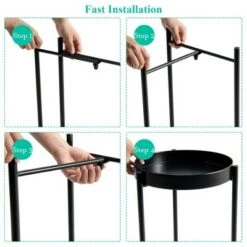 Best deal 🤩 Costway 2 Tier Metal Plant Stand Mid Century Modern Stand w/2 Metal Tray GoldBlack 🥰 -Planters Sales Store unnamed file 8082