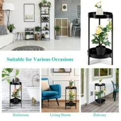 Best deal 🤩 Costway 2 Tier Metal Plant Stand Mid Century Modern Stand w/2 Metal Tray GoldBlack 🥰 -Planters Sales Store unnamed file 8083