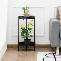 Best deal 🤩 Costway 2 Tier Metal Plant Stand Mid Century Modern Stand w/2 Metal Tray GoldBlack 🥰 -Planters Sales Store unnamed file 8084