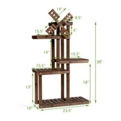 Best reviews of 🎉 Costway Wood Plant Stand 5 Tier Shelf Multiple Flower Pot Windmill Design ❤️