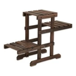 Hot Sale 🥰 Zingz & Thingz 12" Indoor/Outdoor Wood ZigZag Pallet Plant Stand Brown - Zings & Thingz 😀