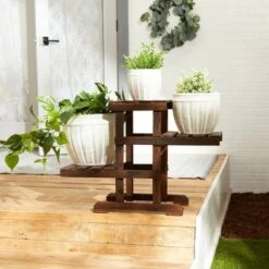 Hot Sale 🥰 Zingz & Thingz 12" Indoor/Outdoor Wood ZigZag Pallet Plant Stand Brown - Zings & Thingz 😀 -Planters Sales Store unnamed file 8125