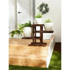 Hot Sale 🥰 Zingz & Thingz 12" Indoor/Outdoor Wood ZigZag Pallet Plant Stand Brown - Zings & Thingz 😀 -Planters Sales Store unnamed file 8126