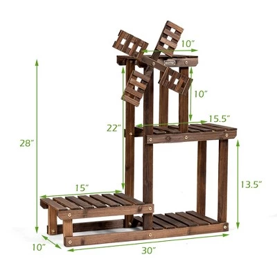 Deals 🔔 Costway Wood Plant Stand 4 Tier Shelf Multiple Flower Pot Windmill Design ✔️ 3 Deals 🔔 Costway Wood Plant Stand 4 Tier Shelf Multiple Flower Pot Windmill Design ✔️