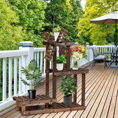 Deals 🔔 Costway Wood Plant Stand 4 Tier Shelf Multiple Flower Pot Windmill Design ✔️ 4 Deals 🔔 Costway Wood Plant Stand 4 Tier Shelf Multiple Flower Pot Windmill Design ✔️ - Image 2