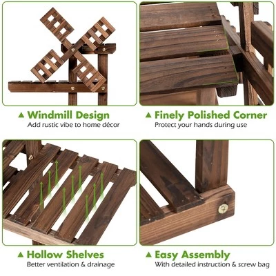 Deals 🔔 Costway Wood Plant Stand 4 Tier Shelf Multiple Flower Pot Windmill Design ✔️ 7 Deals 🔔 Costway Wood Plant Stand 4 Tier Shelf Multiple Flower Pot Windmill Design ✔️ - Image 5