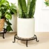 New ⌛ Farmlyn Creek 4 Pack Black Metal Plant Stand, Flower Pot Holder for Indoor & Outdoor, Garden or Home Decor, 9" x 2.7" 🥰