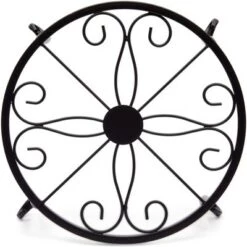 New ⌛ Farmlyn Creek 4 Pack Black Metal Plant Stand, Flower Pot Holder for Indoor & Outdoor, Garden or Home Decor, 9" x 2.7" 🥰 -Planters Sales Store unnamed file 8144