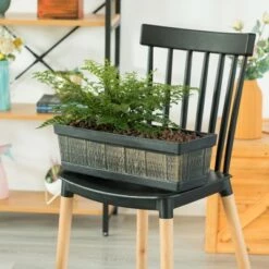 Best deal ✔️ Gardenised Outdoor and Indoor Rectangle Trough Plastic Planter Box, Vegetables or Flower Planting Pot, Brown Small 👍 -Planters Sales Store unnamed file 8169