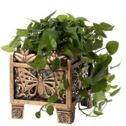Best Pirce 🔔 Gardenised Outdoor Living Butterfly Square Plant Stand, Flower Planting Pot, Antique Bronze 🤩