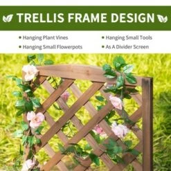 Best Pirce 😉 Outsunny 2-Tier Wooden Garden Elevated Plant Stand Display Free Standing Flower Pot Rack with Climbing Vine Trellis for the Backyard 😀 -Planters Sales Store unnamed file 8199