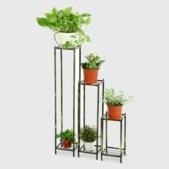 Budget 🥰 Ore International 3pc Iron Square Plant Stands Black/Gold 🥰 -Planters Sales Store unnamed file 8224