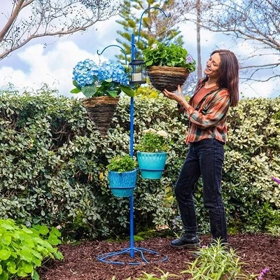 New ⌛ Yard Butler IYT-5BLU Indoor Outdoor 84 Inch Tall Gardening Yard Tree with 3 Shepherds Hooks and 2 Flower Pot Rings for 7 Inch Planters, Blue ⌛ 4 New ⌛ Yard Butler IYT-5BLU Indoor Outdoor 84 Inch Tall Gardening Yard Tree with 3 Shepherds Hooks and 2 Flower Pot Rings for 7 Inch Planters, Blue ⌛ - Image 2