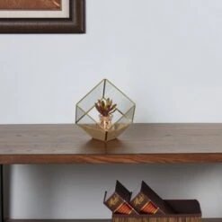 Flash Sale ๐ 8.5" Cube Shaped Glass Terrarium Clear/Brass - Danya B. ๐