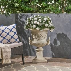 Flash Sale ๐ 28.25" Adonis Lightweight Concrete Patio Urn Planter White - Christopher Knight Home โจ