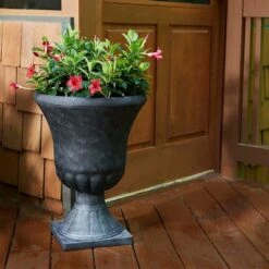 Brand new ๐ Southern Patio EB-029816 Winston 16 Inch Diameter Resin Ceramic Indoor Outdoor Garden Planter Urn Pot for Flowers, Herbs, Vegetables and Plants, Black โญ