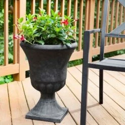 Brand new 🌟 Southern Patio EB-029816 Winston 16 Inch Diameter Resin Ceramic Indoor Outdoor Garden Planter Urn Pot for Flowers, Herbs, Vegetables and Plants, Black ⭐ -Planters Sales Store unnamed file 8388