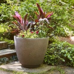 Outlet 😉 Southern Patio RMT2004GB Metro 20 Inch Diameter Brown Resin Indoor Outdoor Garden Planter Urn Pot for Flowers, Herbs, Vegetables, and Plants 👍 -Planters Sales Store unnamed file 8392