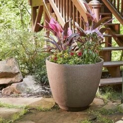 Outlet 😉 Southern Patio RMT2004GB Metro 20 Inch Diameter Brown Resin Indoor Outdoor Garden Planter Urn Pot for Flowers, Herbs, Vegetables, and Plants 👍 -Planters Sales Store unnamed file 8393