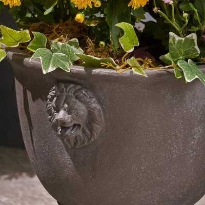 Outlet ๐ 13" Simba Lightweight Concrete Patio Urn Planter Gray - Christopher Knight Home ๐ 4 Outlet ๐ 13" Simba Lightweight Concrete Patio Urn Planter Gray - Christopher Knight Home ๐ - Image 2