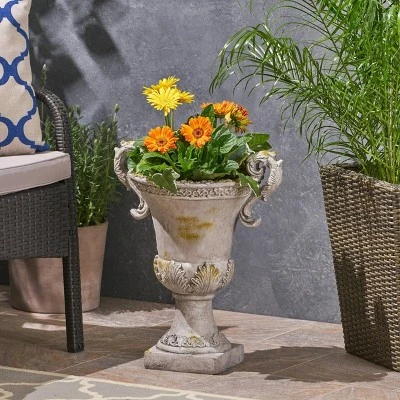 Discount ๐ 19.25" Delphine Lightweight Concrete Patio Urn Planter Gray - Christopher Knight Home โญ 3 Discount ๐ 19.25" Delphine Lightweight Concrete Patio Urn Planter Gray - Christopher Knight Home โญ