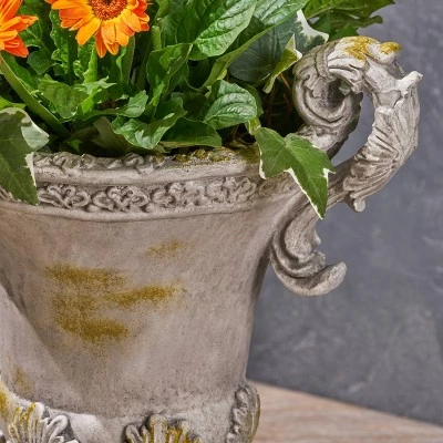 Discount ๐ 19.25" Delphine Lightweight Concrete Patio Urn Planter Gray - Christopher Knight Home โญ 4 Discount ๐ 19.25" Delphine Lightweight Concrete Patio Urn Planter Gray - Christopher Knight Home โญ - Image 2