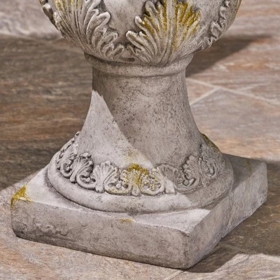 Discount ๐ 19.25" Delphine Lightweight Concrete Patio Urn Planter Gray - Christopher Knight Home โญ 5 Discount ๐ 19.25" Delphine Lightweight Concrete Patio Urn Planter Gray - Christopher Knight Home โญ - Image 3