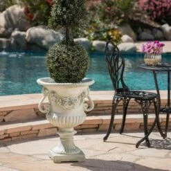 Planters Sales Store 7 Wholesale ✨ 24" Buena Vista Cast Stone Patio Urn Planter White - Christopher Knight Home 🧨