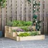 Top 10 🎁 Outsunny 3-Tier Wood Raised Garden Bed with Non-woven Fabric inside, Elevated Planting Box, Outdoor Vegetable Flower Container, Natural ✔️