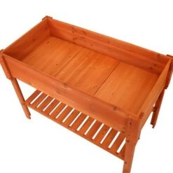 Coupon 😍 Sunnydaze Decor Sunnydaze Outdoor Raised Wooden Garden Bed with Lower Shelf for Flowers, Herbs, Green Plants, and Vegetables - 42" W - Stained Finish 🥰 -Planters Sales Store unnamed file 86