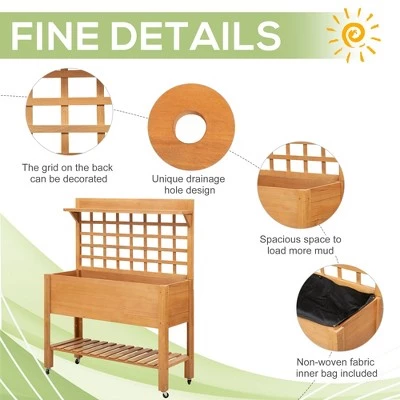 Brand new ๐ Outsunny 41'' Wooden Raised Garden Bed with Wheels Trellis Upper/Below Storage Shelf Elevated Planter Box Stand for Vegetables Flower ๐ 5 Brand new ๐ Outsunny 41'' Wooden Raised Garden Bed with Wheels Trellis Upper/Below Storage Shelf Elevated Planter Box Stand for Vegetables Flower ๐ - Image 3