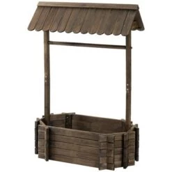 Top 10 👍 Outsunny Wooden Wishing Well Garden Bed, Rustic Outdoor Flower Planter Patio Ornamental for Plants/Herb/Vegetables, Rustic Brown 😉 -Planters Sales Store unnamed file 873