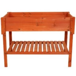 Coupon 😍 Sunnydaze Decor Sunnydaze Outdoor Raised Wooden Garden Bed with Lower Shelf for Flowers, Herbs, Green Plants, and Vegetables - 42" W - Stained Finish 🥰 -Planters Sales Store unnamed file 89
