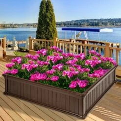 Best reviews of 😉 Costway 4 Pcs 48.5'' Raised Garden Bed Square Plant Box Planter Flower Vegetable Brown 🔔 -Planters Sales Store unnamed file 917